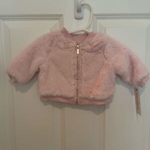 Cat & Jack pink faux fur jacket- 0-3M